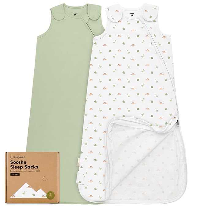 2-Pack Organic Baby Sleep Sacks, 100% Cotton - Soft & Breathable 0.5TOG Baby Wearable Blanket, Toddler Sleeping Sack 6-18 months, Easy to Wear Transitional Swaddles for Newborns, Infants(Roarsome, M)