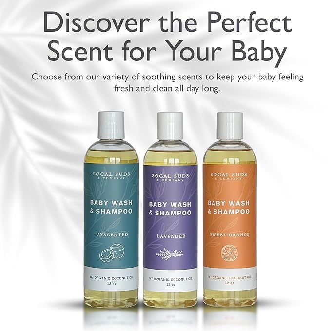 SoCal Suds & Company Organic Baby Shampoo and Body Wash - 2-in-1 Castile Soap, Hypoallergenic, Sensitive Skin, Natural Soap, Toddler Shampoo, Infant, Newborn, Kids Body Wash - 12oz Lavender