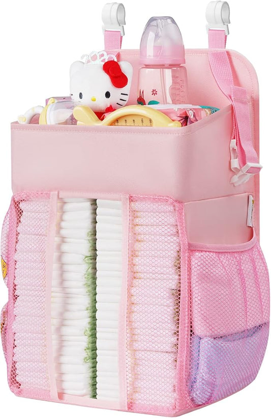 Maliton Hanging Diaper Caddy Nursery Caddy Organizer for Playard, Wall or Crib, Diaper Stacker with Baby Essentials Storage