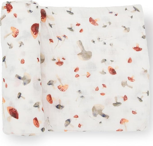 Little Unicorn Premium Cotton Swaddle Baby Blanket | Breathable Fabric | for swaddling, Play, Nursing & More (Mushrooms)