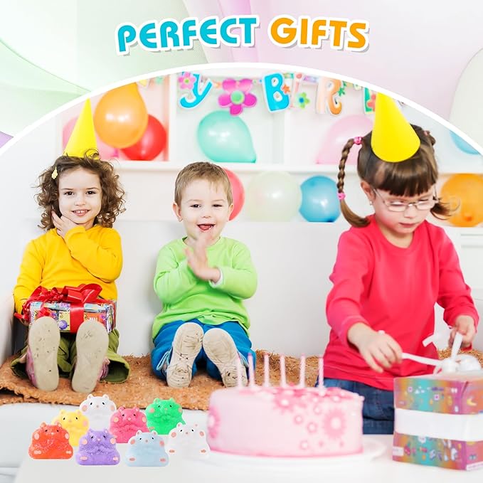 8Pcs Taba Squishy Hamster Squeeze Toys, Fidget Toy, Kawaii Squishies Sensory Toys, Pinch Family Squishy Cat Paws Mochi Toys,Stress Relief for Party Favors,Novelty Things for Adults Kids