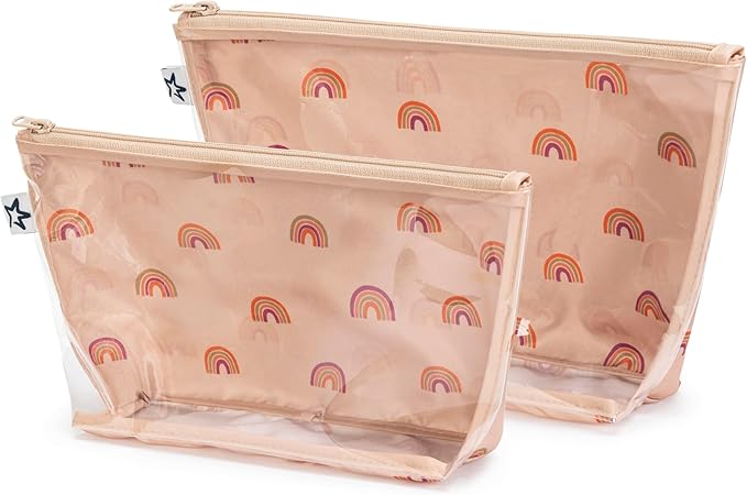 Tiny Twinkle Mess-Proof Travel Bags | TSA Airline Compliant, Zipper Closure, Clear Front Pouch, Diaper Bag Packing, Toiletry or Makeup Cosmetics Organizer
