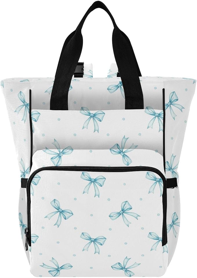 Emelivor Delicate Bow Dot Diaper Bag Backpack Large Capacity Travel Baby Bags Backpack Diaper Bags for Boy Girl Mama Travel Mom Dad