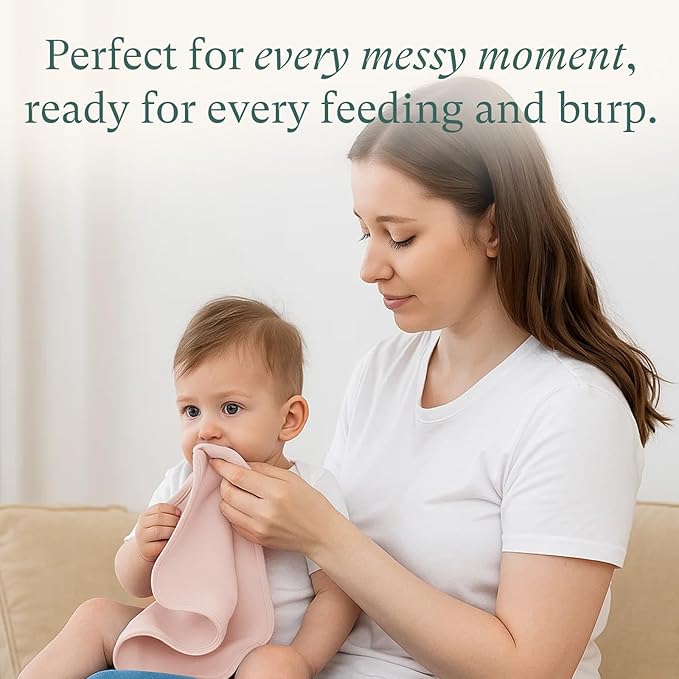 PurComfy Supersoft Burp Cloths, Premium Bamboo Viscose Baby Burp Cloths, Absorbent & Skin-Friendly, Large 21” x 10”, Unisex Baby Essentials for Feeding, Spit-Up, 3-Pack