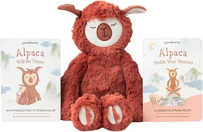 Slumberkins 14" Alpaca Kin & 2 Board Books Complete Set Bundle | Promotes Stress Relief & Coping Skills | Social Emotional Tools for Ages 0+ (Alpaca Kin Plush + 2 Board Books)
