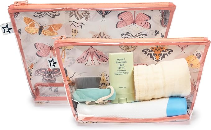 Tiny Twinkle Mess-Proof Travel Bags | TSA Airline Compliant, Zipper Closure, Clear Front Pouch, Diaper Bag Packing, Toiletry or Makeup Cosmetics Organizer