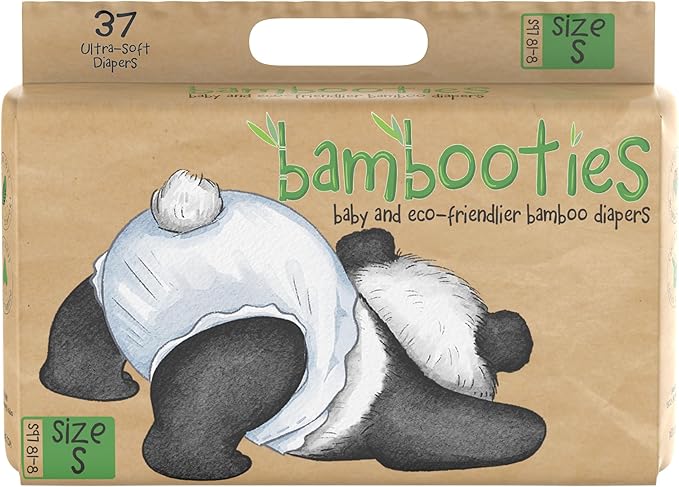 Bamboo Baby Diapers, Totally Chlorine Free for Sensitive Skin for Newborns to XXL. Hypoallergenic & Non Toxic Eco Friendlier Plant-Based Materials. TCF Small Size 1 to 2 (37 ct)