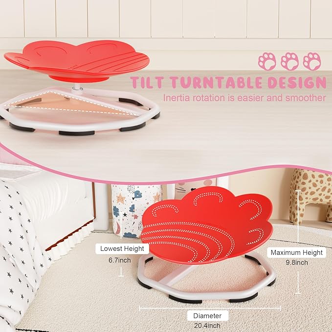 Sensory Swivel Chairs for Kids, Spinning Chair for Autistic Kids, Sit and Spin Sensory Toys, Training Body Coordination, Autism ADHD Chairs Indoor Outdoor Play Equipment (Red)