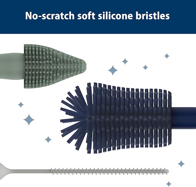 Dr. Brown's Silicone Cleaning Brush Set with Bottle, Spout, and Straw Brush, 3 Brushes to Clean Baby Bottles, Spouts, Nipples, and Straws, BPA Free – 36-Pack