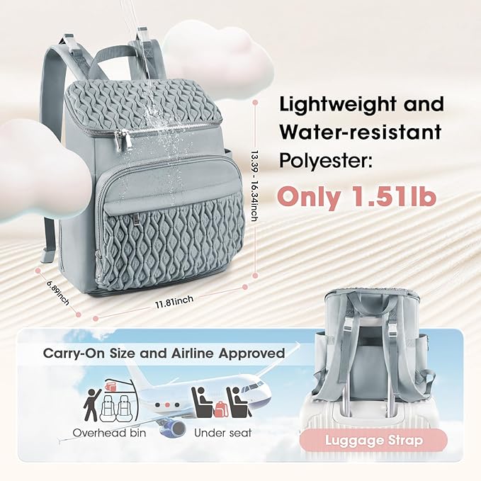 Baby Diaper Bag, Multi-Function Baby Bag for Mom Dad, Diaper Backpack with Changing Pad Stylish Pañaleras para Bebe Stroller Straps, Newborn Baby Essentials Must Haves for Women Grey Green