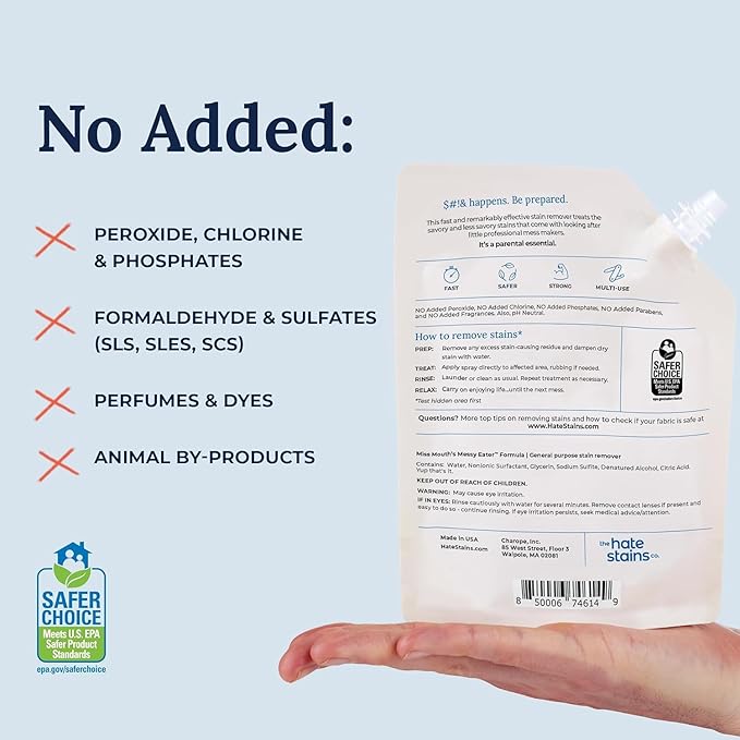 Miss Mouth's Messy Eater Stain Treater - 32oz Refill - Newborn & Baby Essentials - No Dry Cleaning Food, Grease, Coffee Off Laundry, Underwear, Fabric