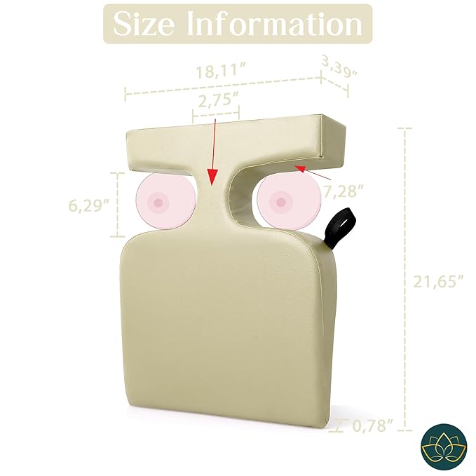 EASY SPA Massage Table Breast Pillow Upgraded for Larger Bust Sizes(AA-С+), Wedge Cushion, Comfort Bolster Wedge, Prone Pillow (Cream White) for Sleep or After Surgery