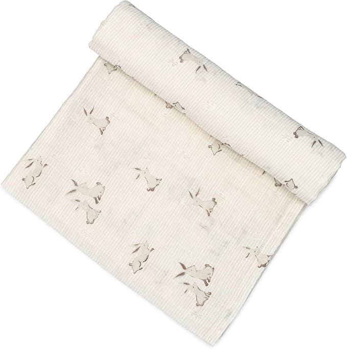 Crane Baby 100% Organic Cotton Bunny Single Baby Swaddle Wrap for Boys and Girls, Gender Neutral Newborn Swaddling Blanket, Baby Registry and Gift, 47 x 47 inches