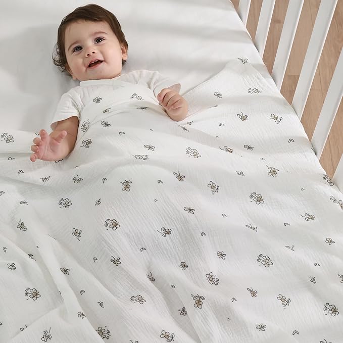 JELLYMONI Muslin Swaddle Blankets for Unisex, 2 Pack Newborn Receiving Blanket, Large 47 x 47 inches Soft Breathable Muslin Baby Blanket for Newborn Boys & Girl