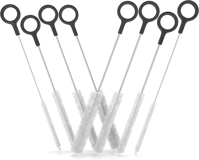 Heavy Duty Cleaning Brushes Set of 8 - Extra Long Straw Cleaners for Metal and Plastic Reusable Drinking Straws, to Clean Small Spaces, Sippy Cups, Water Bottles - Sturdy Hard Brush Bristles