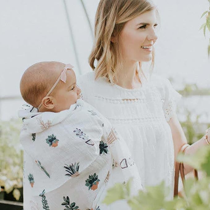 Little Unicorn Premium Cotton Swaddle Baby Blanket | Breathable Fabric | for swaddling, Play, Nursing & More (Prickle Pots)