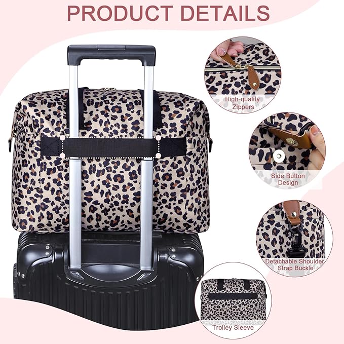 Diaper Bag Tote - Diaper Baby Bags with Pacifier Case, Shoulder Straps, Stroller Clips, Waterproof Large Mommy Maternity Travel Baby Bag for Mom and Dad, Leopard, Medium
