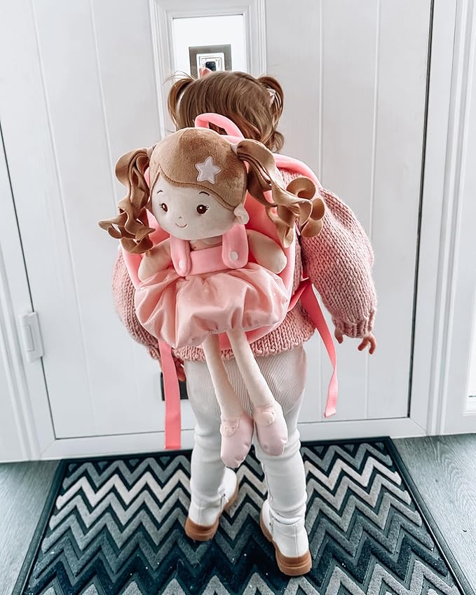 LeyaDoll Soft Baby Doll Toys (16''), My First Baby Rag Doll for 1 Year-Old Girl Birthday Gift, Christmas Plush Toys Gift for Toddler Kids Infants -Starlet Pink