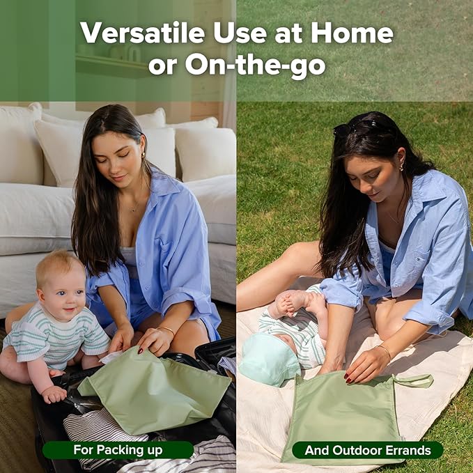 haakaa Waterproof Wet Bags for Baby, Wet Dry Bags for Diaper Bag, Travel, Swimsuit, Beach, Pool, Pump Parts, Stroller, Daycare,Yoga, Grass, 1pc