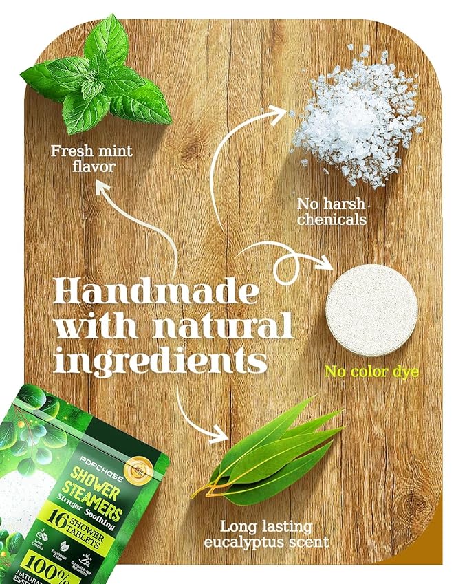 POPCHOSE Shower Steamers Aromatherapy, 16 Pack Christmas Stocking Stuffers for Adults, Eucalyptus for Shower- Birthday Gifts for Women, Quick Relief Nasal Congestion, Home SPA & Self Care Relaxation