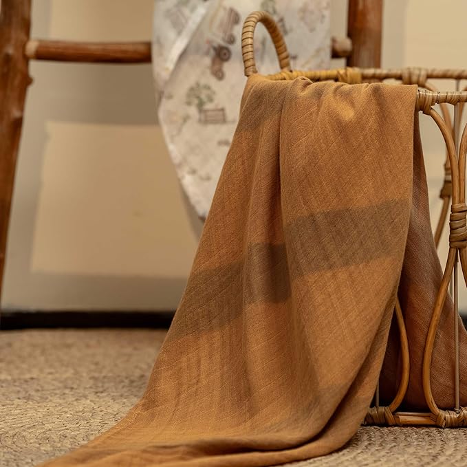 GLLQUEN BABY Muslin Swaddle Blankets Breathable Receiving Blankets (35" x 40") 2-Pack Soft Baby Blankets for Girls and Boys Newborn Essentials Muslin Burp Cloths Swaddle Wrap Baby Gift(Barn Prelude)