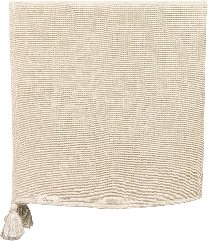 Crane Baby Hazelwood Luxe Blanket, Soft Cotton Nursery and Stroller Blanket, Cotton and Cashmere, 36" x 36"