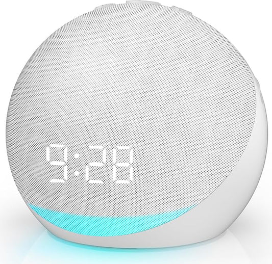 Sound Machine Alarm Clock for Bedroom: 25 Natural Sleep Sounds - White Noise Machine for Adults Kids Baby - Gentle Wake Up Alarm with Bluetooth Speaker - Frost White