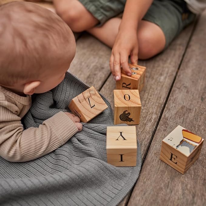 Knitted Organic Cotton Baby Blanket- Swaddle Blanket, 30" x 40" Soft Receiving Blanket for Newborn (Ribbed-Cloud Grey)