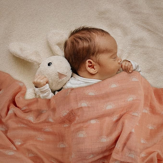 GLLQUEN BABY Muslin Swaddle Blankets 4-Pack Breathable Receiving Blankets (35" x 40") Soft Baby Blankets for Girls and Boys Newborn Essentials Muslin Burp Cloths Swaddle Wrap Baby Gift (Sun)
