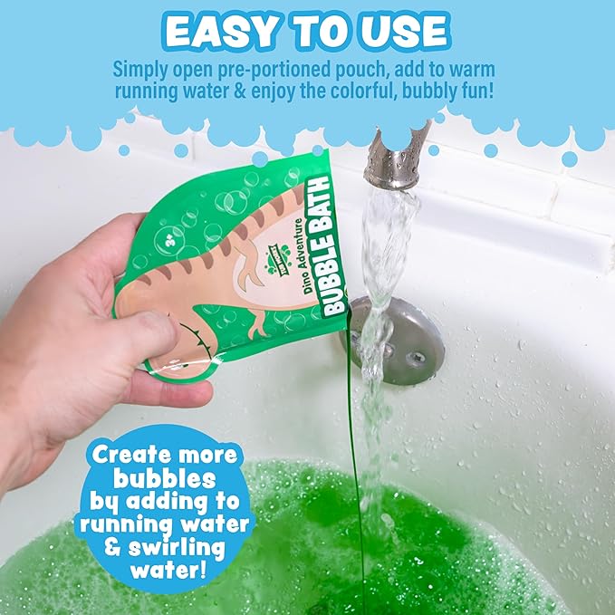 Tub Works® Magical Kids Bubble Bath, Variety 12 Pack | Creates Colorful Water & Tons of Bath Bubbles | Nontoxic | Character-Themed Bubble Bath for Kids | Green, Blue & Orange Bath Colors