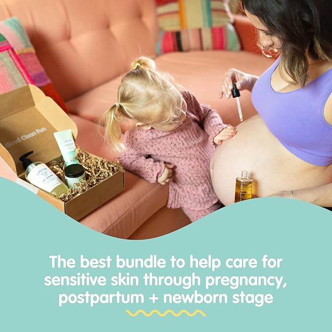 Tubby Todd New Baby & Mom Sensitive Skincare Kit - The Mama + Baby Gift Set - Baby Shampoo and Body Wash 8.5 Oz, All Over Ointment 2 Oz, Belly Oil 2 Fl Oz & Nipple Balm 1.9 Oz - Fragrance-Free