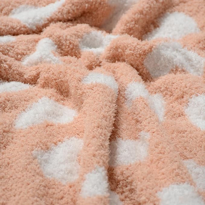 JOOJA Ultra Soft Baby Blanket Coral Pink Heart Swaddle & Receiving Blanket 30x40 Inch Cozy Breathable Knitted Toddler Blanket for Newborns, Infants, and Kids