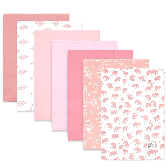 Baby Burp Cloths for Boys and Girls - 7 Pack Large 100% Organic Cotton - Double Layered Extra Absorbent Burp Rags, Pink