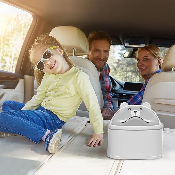 3-in-1 Potty Training Toilet, Portable Potty, Potty Training Seat and Toddler Step Stool, Easy Setup and Clean, Anti-Slip Toddler Potty Trainer for Boy Girl,Grey