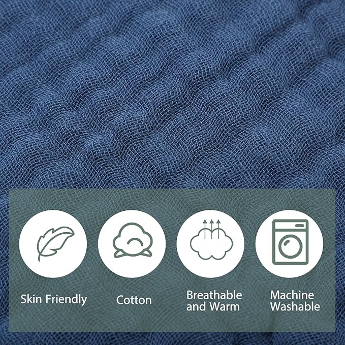 VitalCozy 6 Pcs Baby Muslin Hooded Bath Towels and Washcloths Muslin Cotton Hooded Baby Towels Absorbent Blankets for Gift Newborn Infant Shower (32 x 32 Inch,Green,Blue)