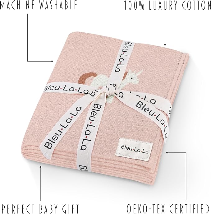 Baby Swaddle Blanket for Girls 100% Cotton Buttery Soft Cozy Receiving Swaddle Crib Stroller Blanket for Shower Gift Registry for Newborns, Infants, Toddlers (Unicorn - Pink)