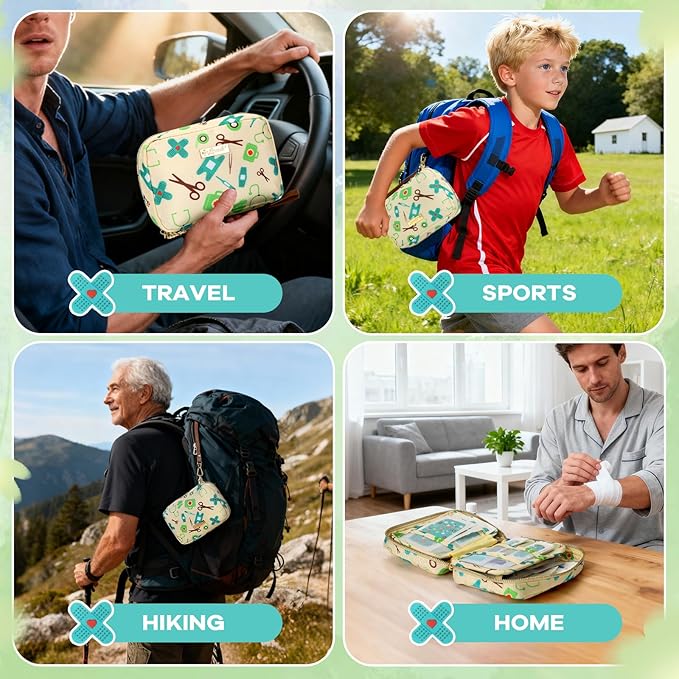 Portable Travel First Aid Kit for Kids and Adults, 143 Pieces All-Purpose Emergency First Aid Kit for Home, Car, Diaper Bag, Survival, Camping, Hiking, and More (Off-White)