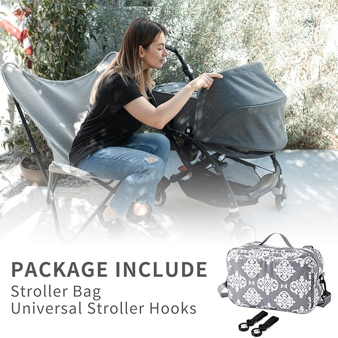 Diaper Bag Baby Stroller Bag Caddy Organizer for Baby Storage On the Go with Muti Pockets, Non-Slip Stroller Hooks and Adjustable Strap