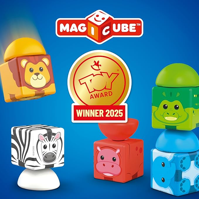 Geomag Magicube 9pcs Magnetic Blocks - Magnetic Building Blocks for Toddlers 1-3, Montessori Toys for 1+ Year Old, Autism Sensory Product, Magnets for Kids