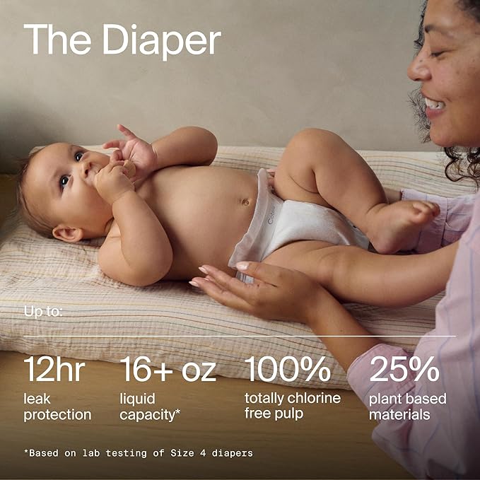 Coterie Baby Wipes + Diapers Kit, Size 1 (198 Count) & Size Newborn Diapers (93 Count), 4 Pack (224) Wipes with 99% Water, Plant Based Materials, Hypoallergenic for Sensitive Skin, Baby Essentials