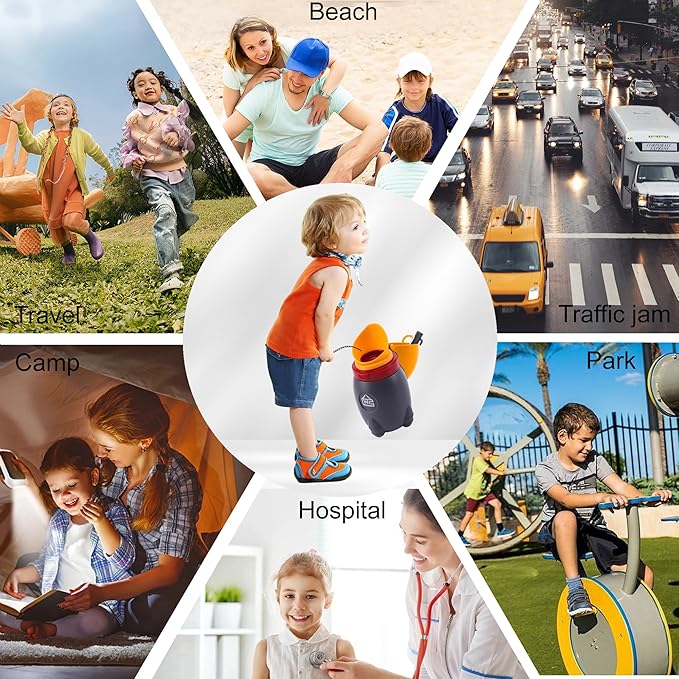 2025 Upgraded Travel Urinal for Kids,Rocket Toys Portable Emergency Urinal for Toddler,Light and Easy to Carry,Suitable for Car,Travel,Camping and Children's Urinal Potty Training(Vitality Orange)