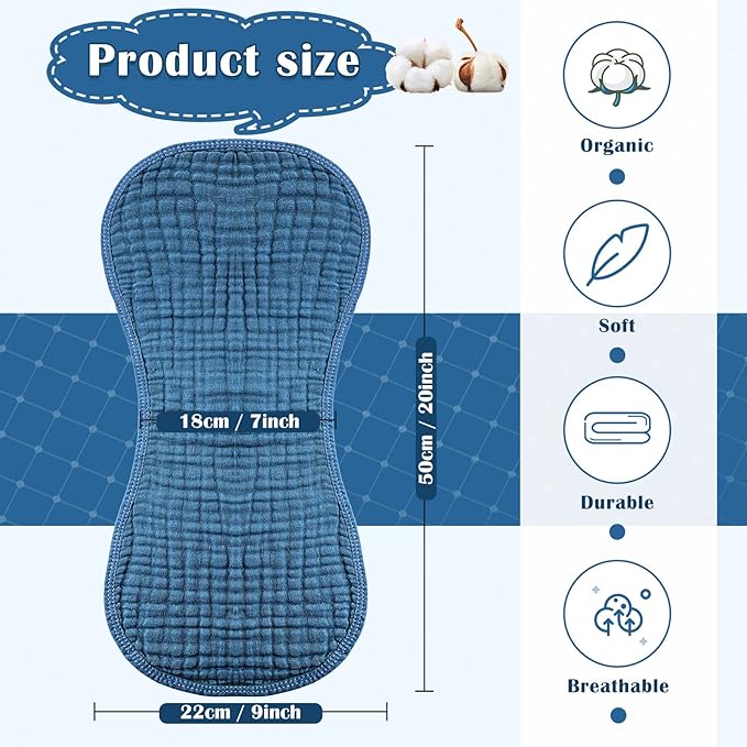 Frienda 8 Pieces Muslin Burp Cloths for Baby Cotton Burp Cloth 10 x 20 Inches Multi Colors Muslin Washcloths Diapers 4 Absorbent Layers Newborn Face Towels for Baby Boy Girl Unisex (Cool Colors)