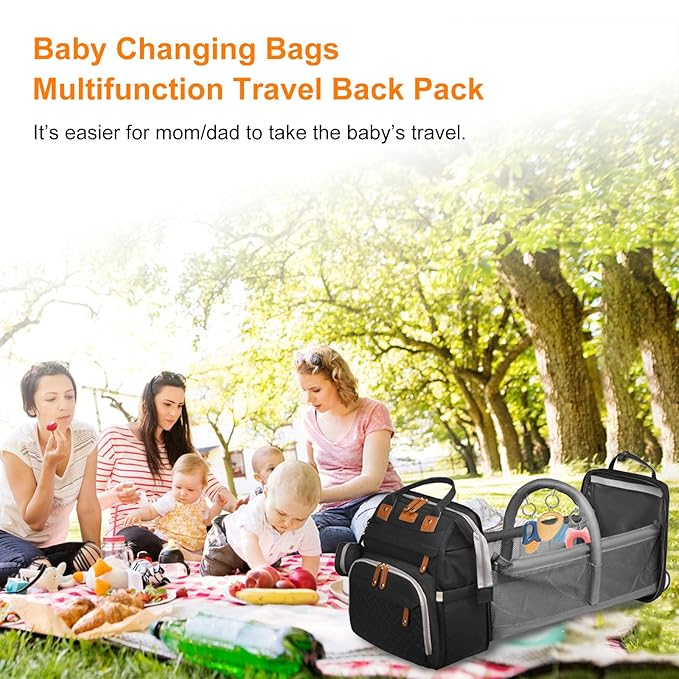 Baby Diaper Bags with Changing Station, Waterproof Diaper Bag Backpack for Moms Dads with USB Charging Port, Baby Shower Gifts, Large Capacity diaper backpack, Black