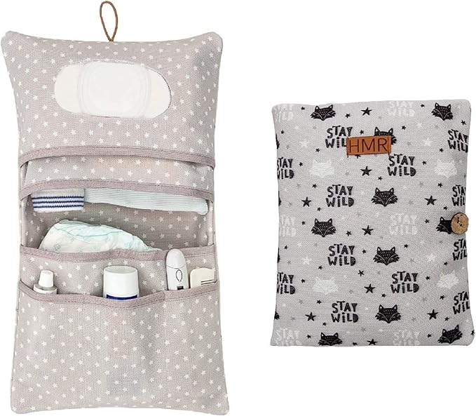 HAMUR Baby Diaper Bag Organizer – Travel-Friendly, Compact & Foldable | Stroller Pouch for Newborn Essentials – Must-Have for Boys & Girls Fox)