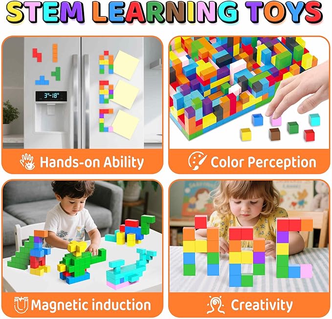 100PCS Magnetic Blocks Set, STEM Montessori Magnetic Building Toys for Toddlers – Sensory Learning Toys, Birthday for Kids Aged 3-8 (100pcs)