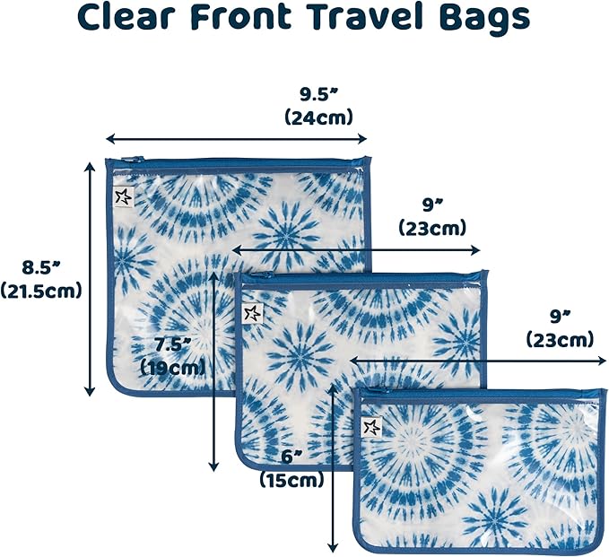 Tiny Twinkle Mess-Proof Travel Bags | TSA Airline Compliant, Zipper Closure, Clear Front Pouch, Diaper Bag Packing, Toiletry or Makeup Cosmetics Organizer