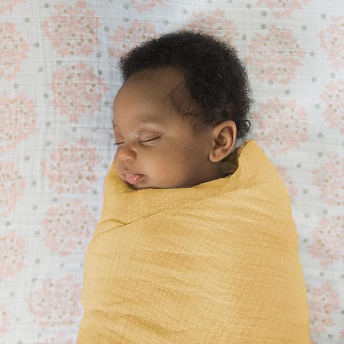 SwaddleDesigns Cotton Muslin Swaddle Blanket, Receiving Blanket for Baby Boys & Girls, Best Registry Gift, 46x46 inches, Gold