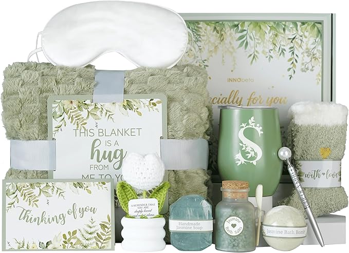 InnoBeta Personalized Gift Baskets for Women who Have Everything, Unique Gifts for Her on Birthdays, Christmas, Useful Self Care Package, S