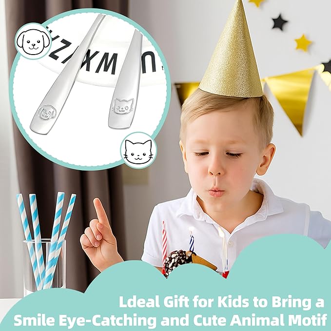 Stainless Steel Toddler Utensils Set - 14 Pcs Kids Silverware, Safe Food Grade, Mirror Polished, Dishwasher Safe, Perfect for Little Hands, Trendy & Durable. ﻿