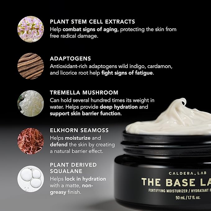 Caldera + Lab The Base Layer | Men's Organic Face Cream Moisturizer for Dry, Sensitive, & Normal Skin – Vegan, Natural & Antioxidant Packed Facial Skincare